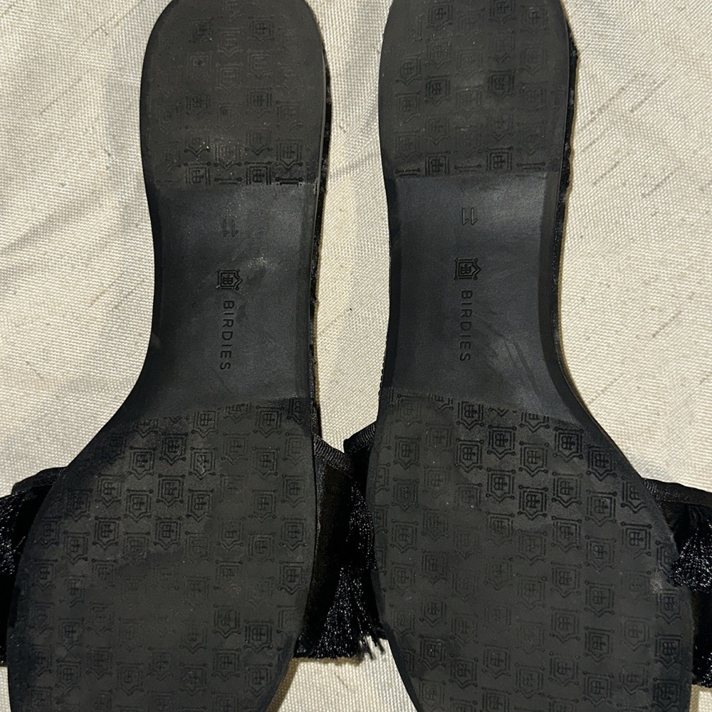 Birdies Black Quilted Fringe Slides - Picture 9 of 10